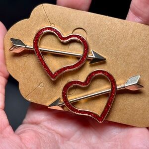 Valentine’s Day Heart & Arrow Drop Earrings – Hypoallergenic